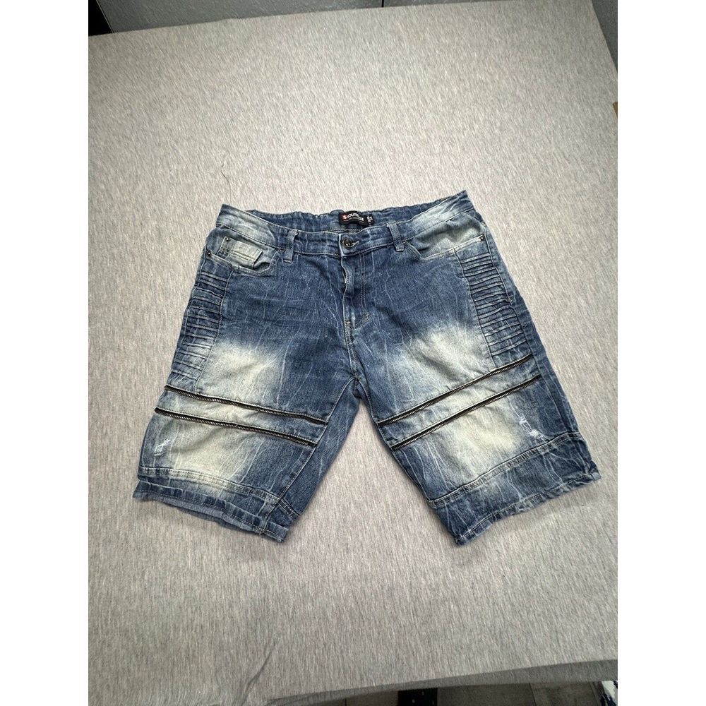 Southpole Men's Blue Distressed Denim Jean‎ Shorts Size 34 Slim